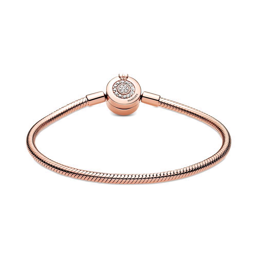 Pandora Moments Sprankelende Crown O Snake Chain Armband roségoudverguld - 589046C01