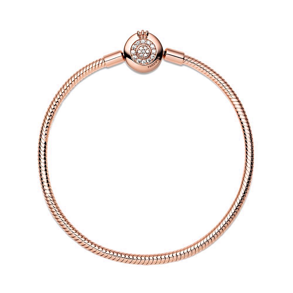 Pandora Moments Sprankelende Crown O Snake Chain Armband roségoudverguld - 589046C01