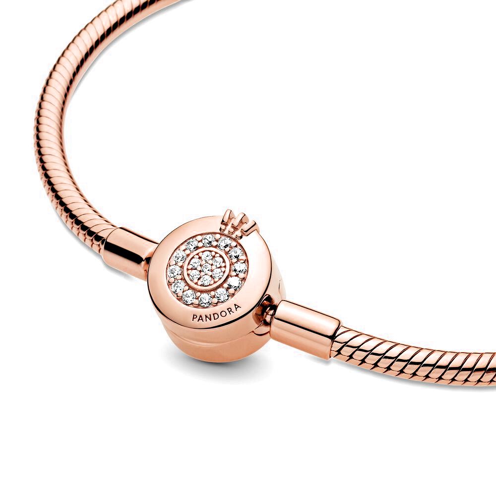 Pandora Moments Sprankelende Crown O Snake Chain Armband roségoudverguld - 589046C01
