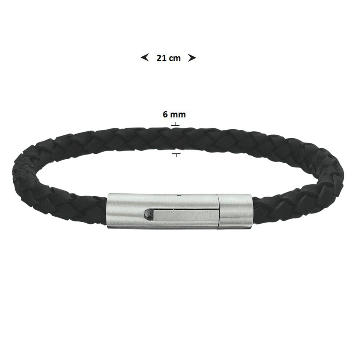 Stalen armband leder mat 6 mm 21 cm PSN6505707, exclusief en kwalitatief hoogwaardig. Ontdek nu!