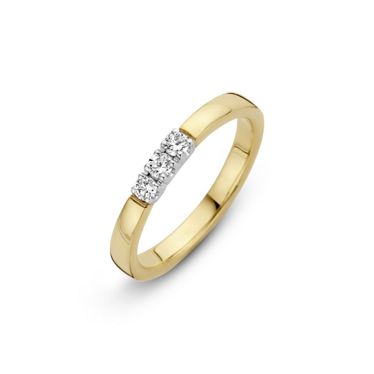Briljant 14K Geelgoud Memoria Diamant Ring 3 x 0.12 ct