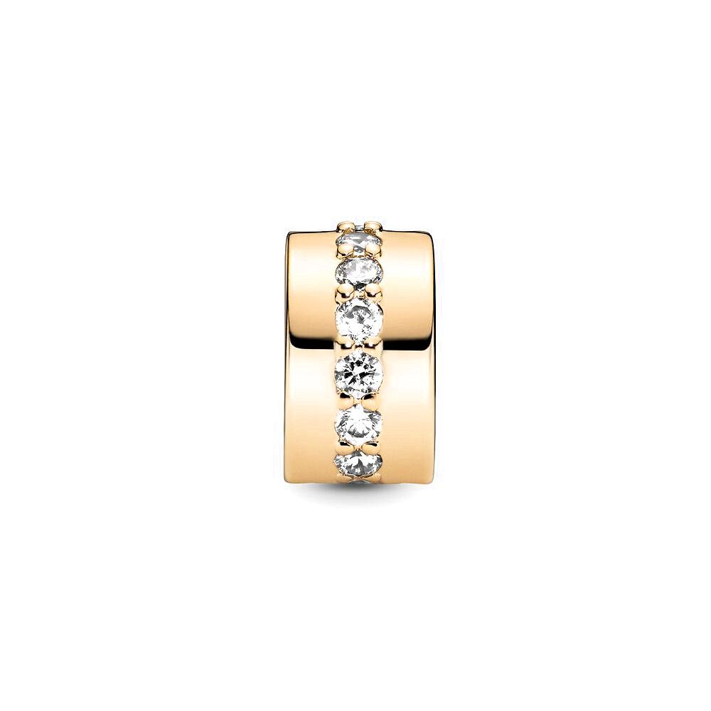 Pandora Clear Sparkling Row Clip Bedel 14 karaat goud - 759518C01