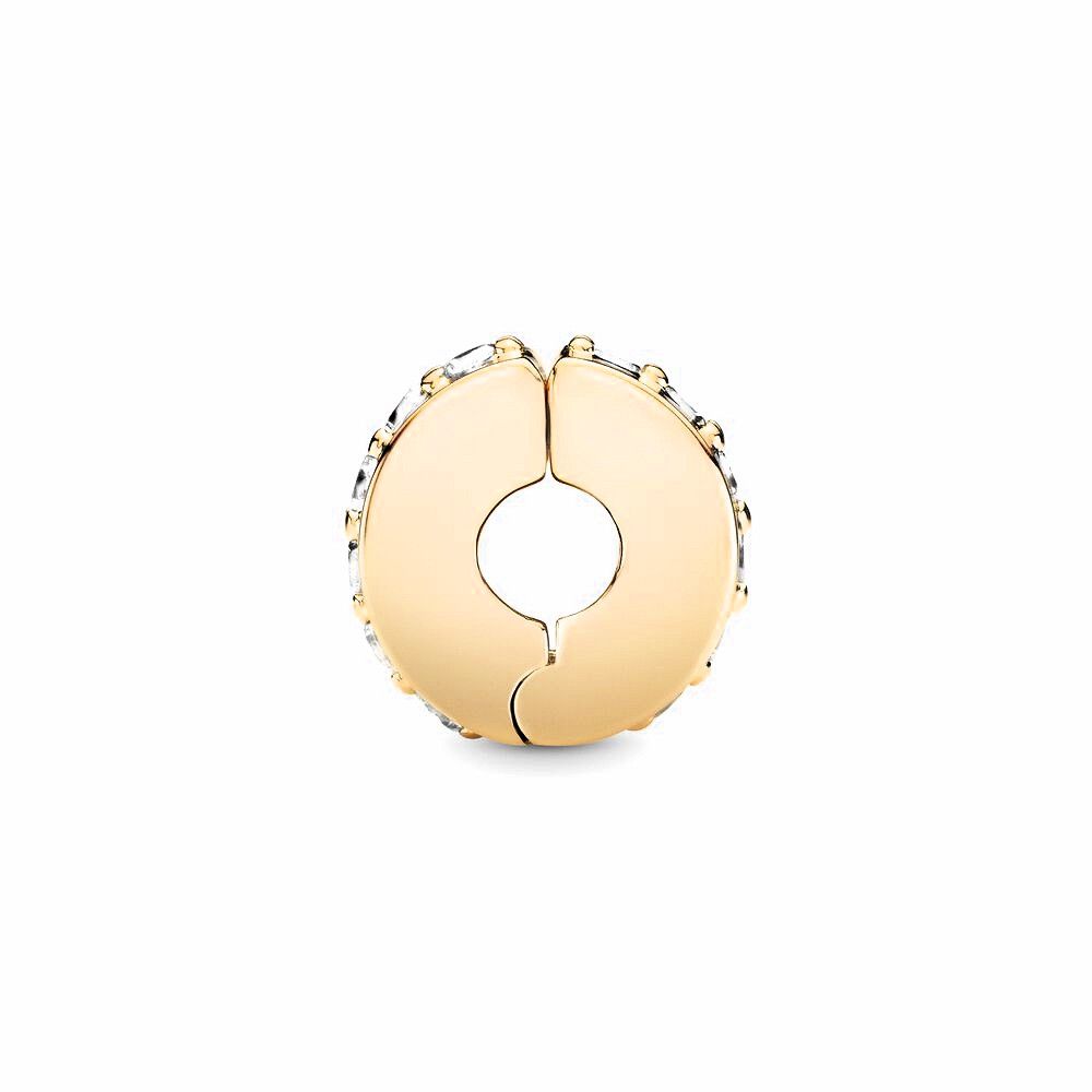 Pandora Clear Sparkling Row Clip Bedel 14 karaat goud - 759518C01