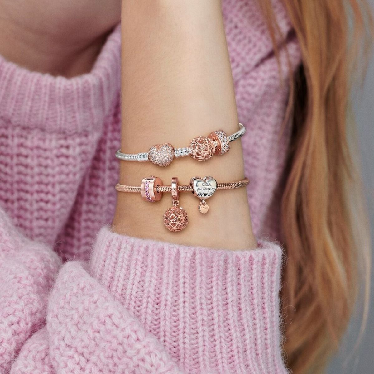 Pandora Overal Harten Bedel roségoudverguld - 780964