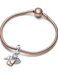 Pandora Two-tone Key, Padlock & Heart Triple Dangle Charm 782506C01, exclusief en kwalitatief hoogwaardig. Ontdek nu!
