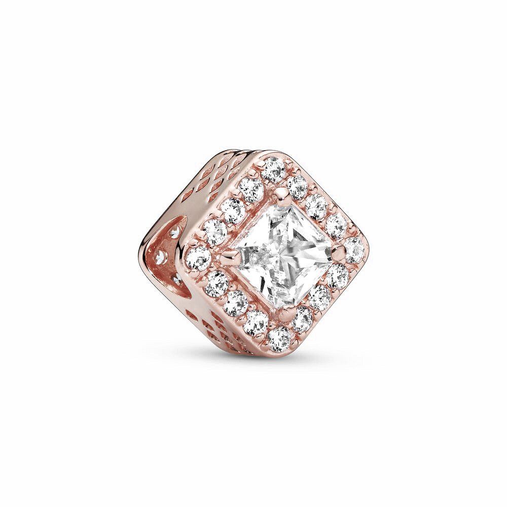 Pandora Vierkante Sprankelende Bedel Rosé roségoudverguld - 786206CZ