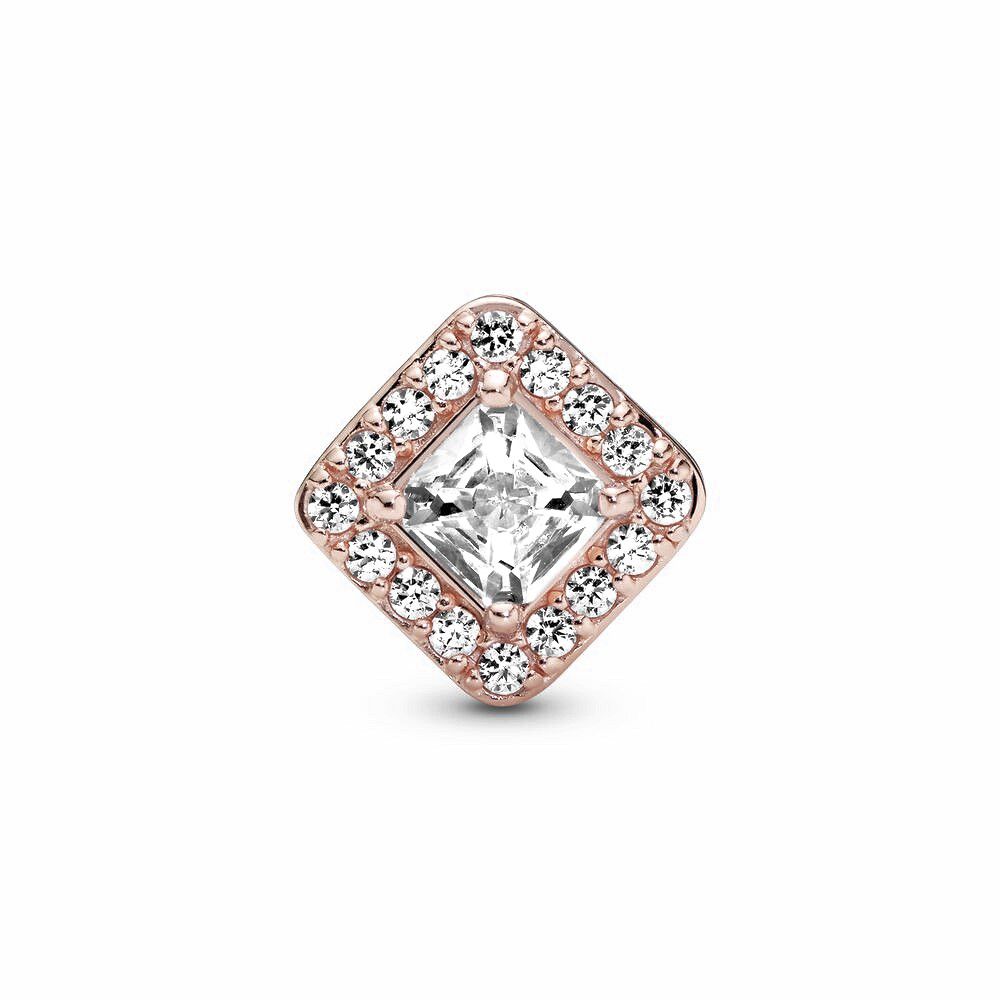 Pandora Vierkante Sprankelende Bedel Rosé roségoudverguld - 786206CZ