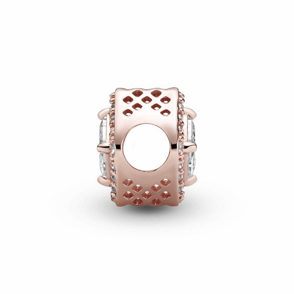 Pandora Vierkante Sprankelende Bedel Rosé roségoudverguld - 786206CZ