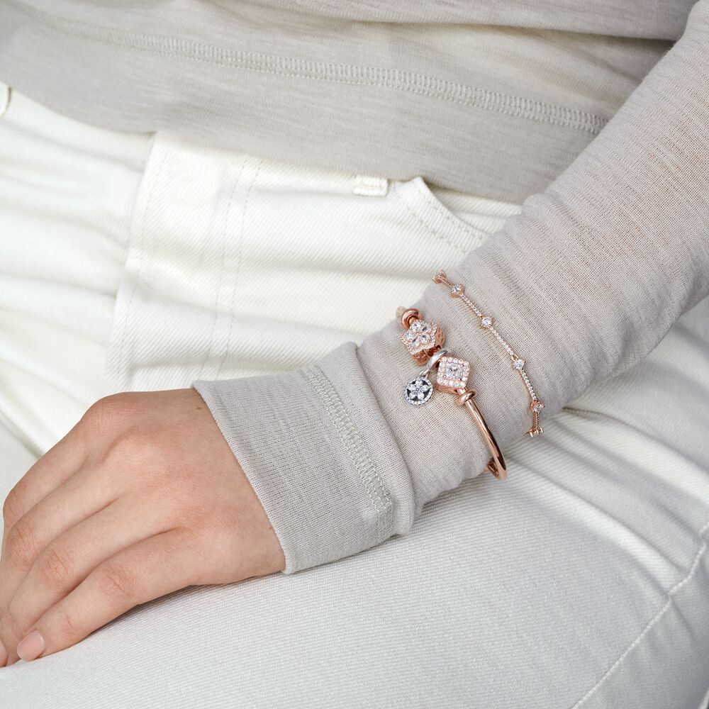 Pandora Vierkante Sprankelende Bedel Rosé roségoudverguld - 786206CZ