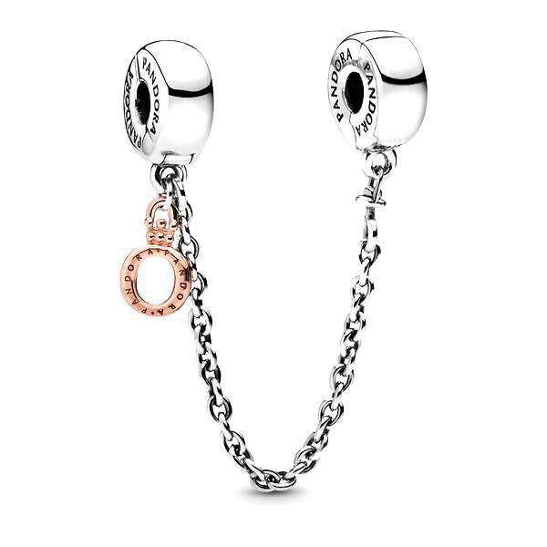 Pandora Hangende Kroon O Veiligheidsketting bicolor zilver en roségoudverguld - 788313