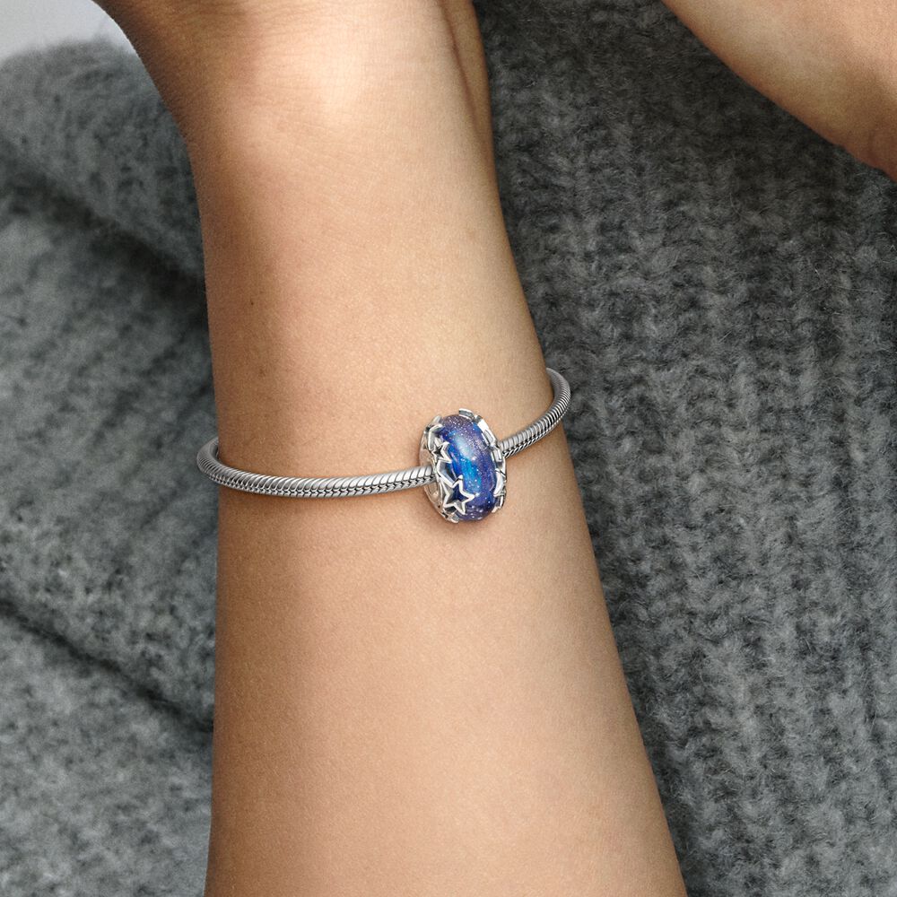 Pandora Hemelsblauw & Ster Murano Bedel zilver - 790015C00
