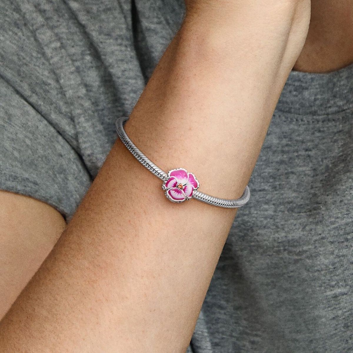Pandora Roze Viooltje Bedel zilver - 790777C01