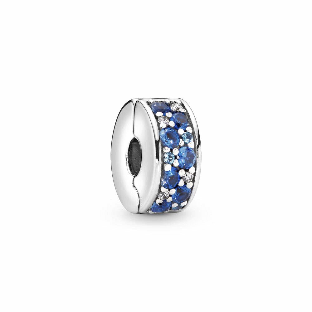 Pandora Blauwe Pavé Clip Bedel zilver - 791817NSBMX
