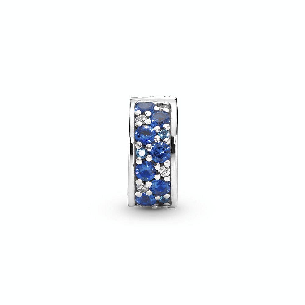 Pandora Blauwe Pavé Clip Bedel zilver - 791817NSBMX