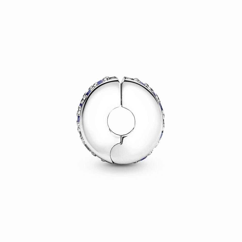 Pandora Blauwe Pavé Clip Bedel zilver - 791817NSBMX
