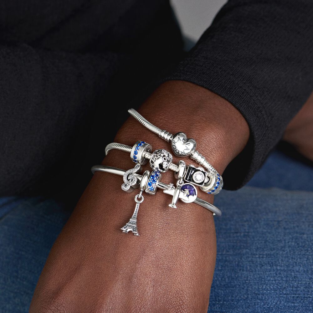 Pandora Blauwe Pavé Clip Bedel zilver - 791817NSBMX