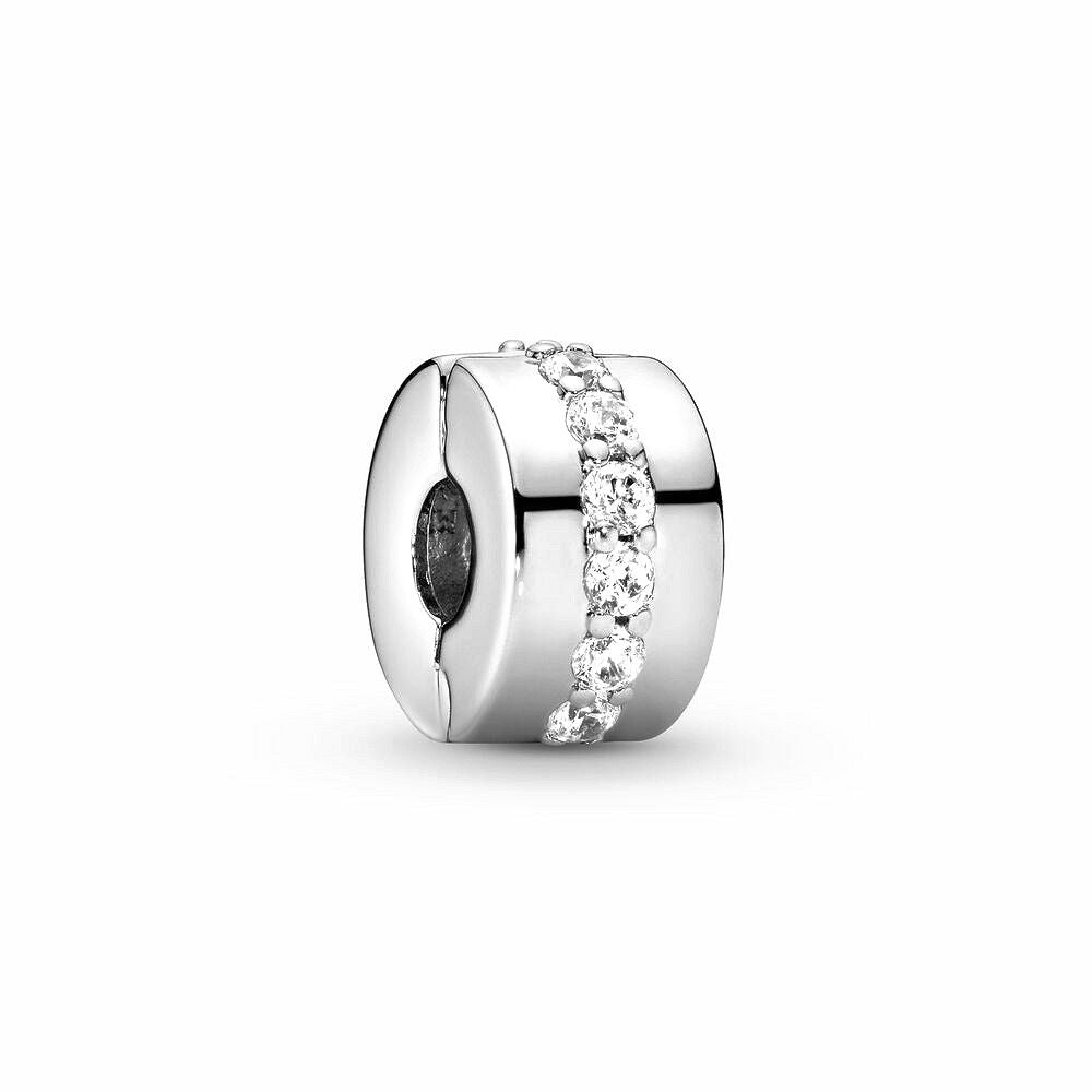 Pandora Clear Sparkling Row Clip Bedel zilver - 791972CZ