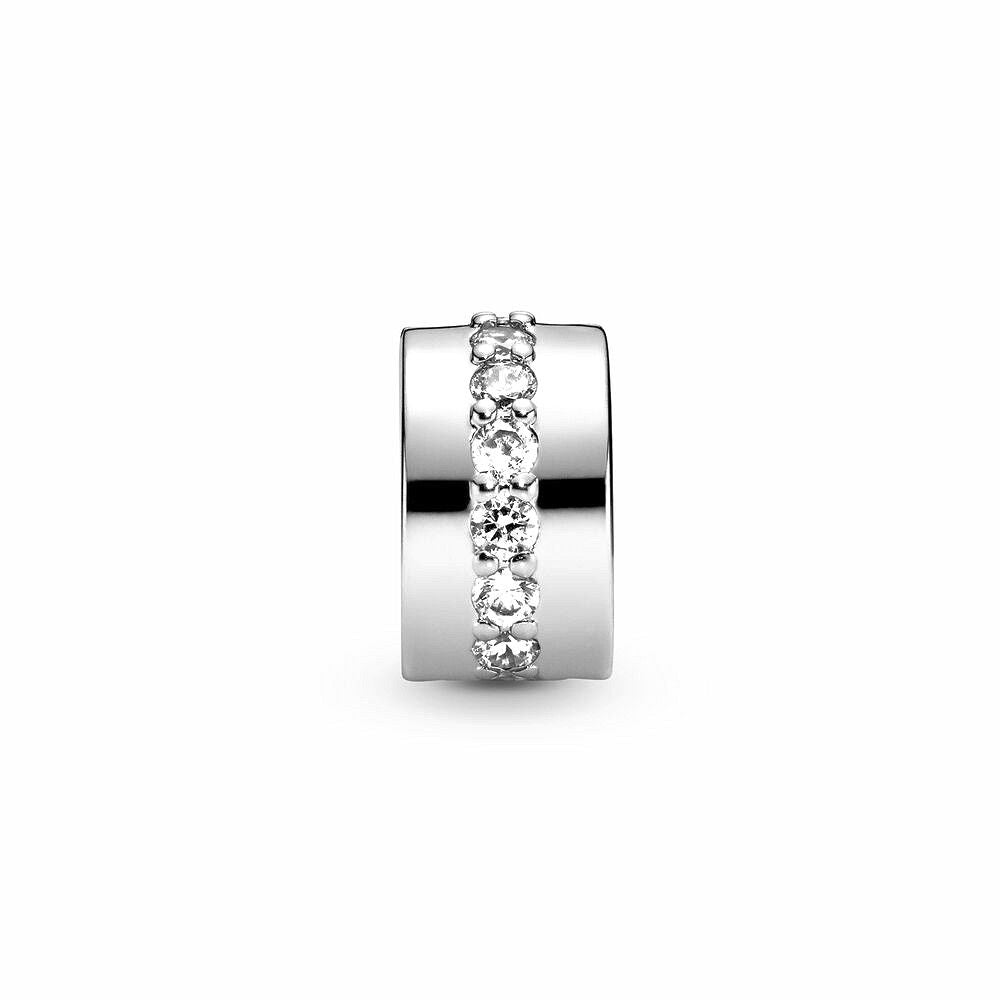 Pandora Clear Sparkling Row Clip Bedel zilver - 791972CZ