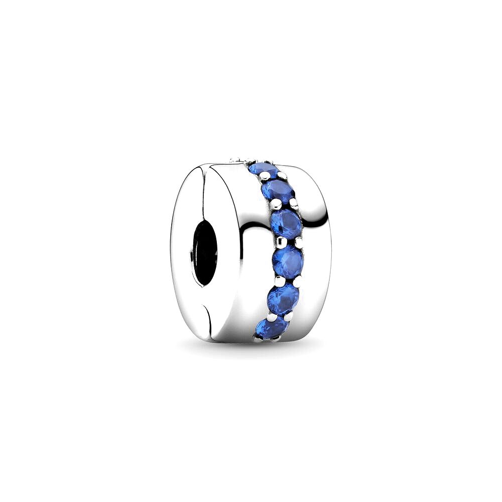 Pandora Blue Sparkle Clip Charm zilver - 791972C01