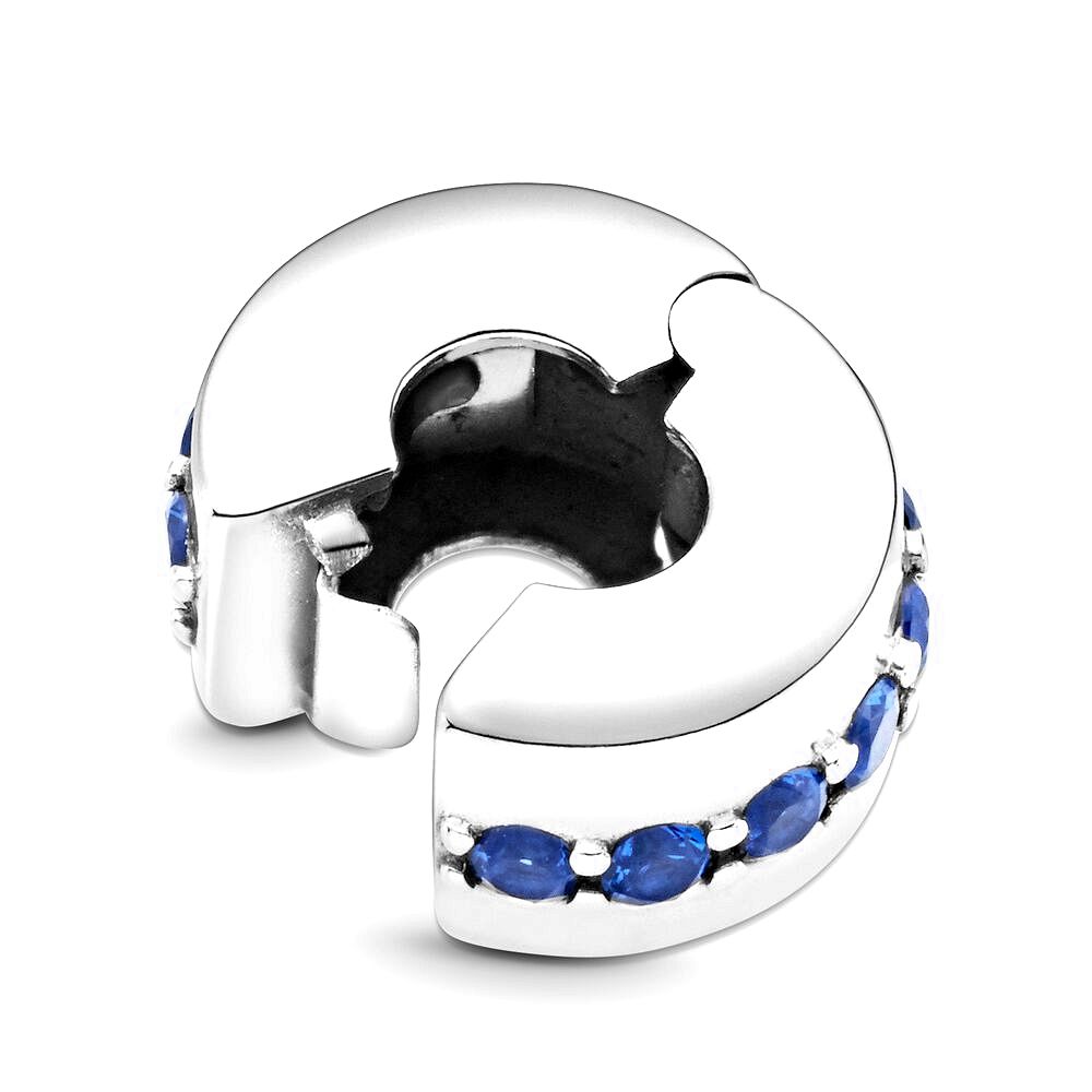 Pandora Blue Sparkle Clip Charm zilver - 791972C01
