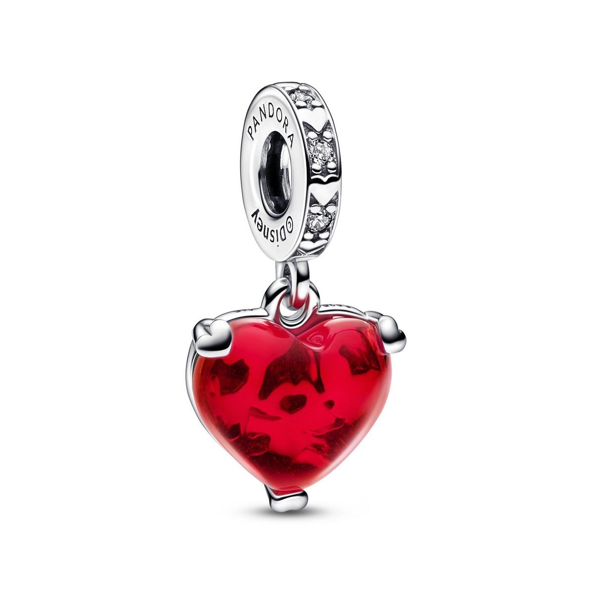 Pandora Disney Mickey en Minnie Kus Hangende Bedel Rood Muranoglas zilver - 792522C01