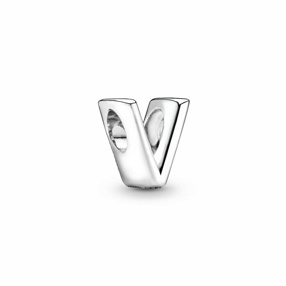 Pandora Letter V Alfabetbedel zilver - 797476