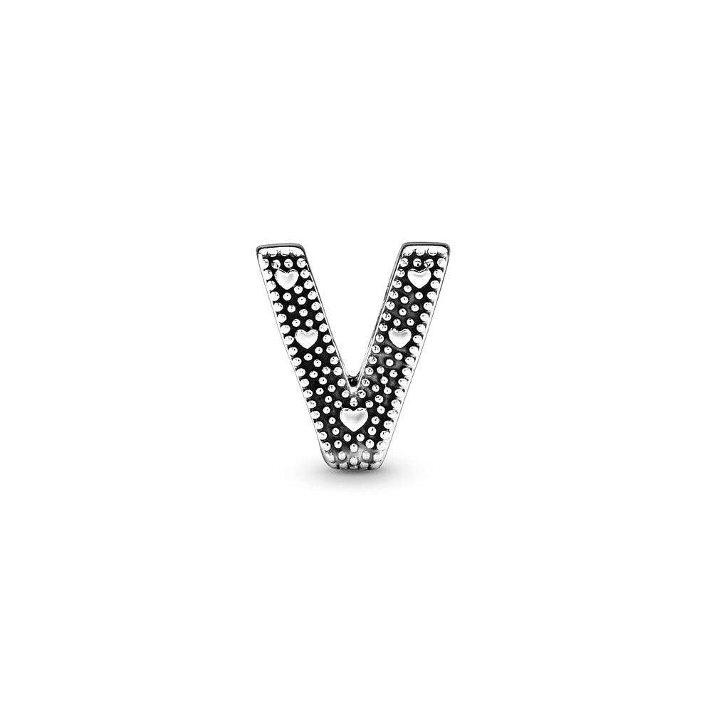 Pandora Letter V Alfabetbedel zilver - 797476