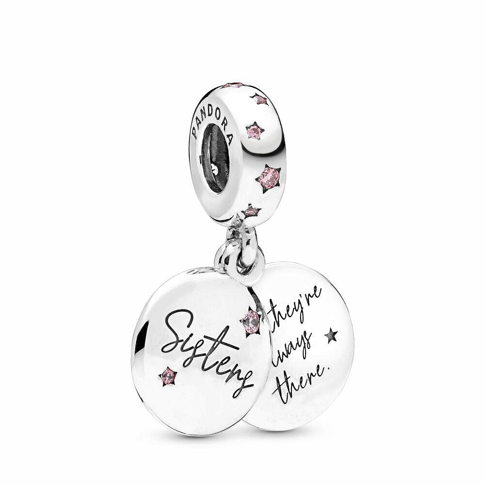 Pandora Hangende Bedel met Tekst Forever Sisters zilver - 798012FPC