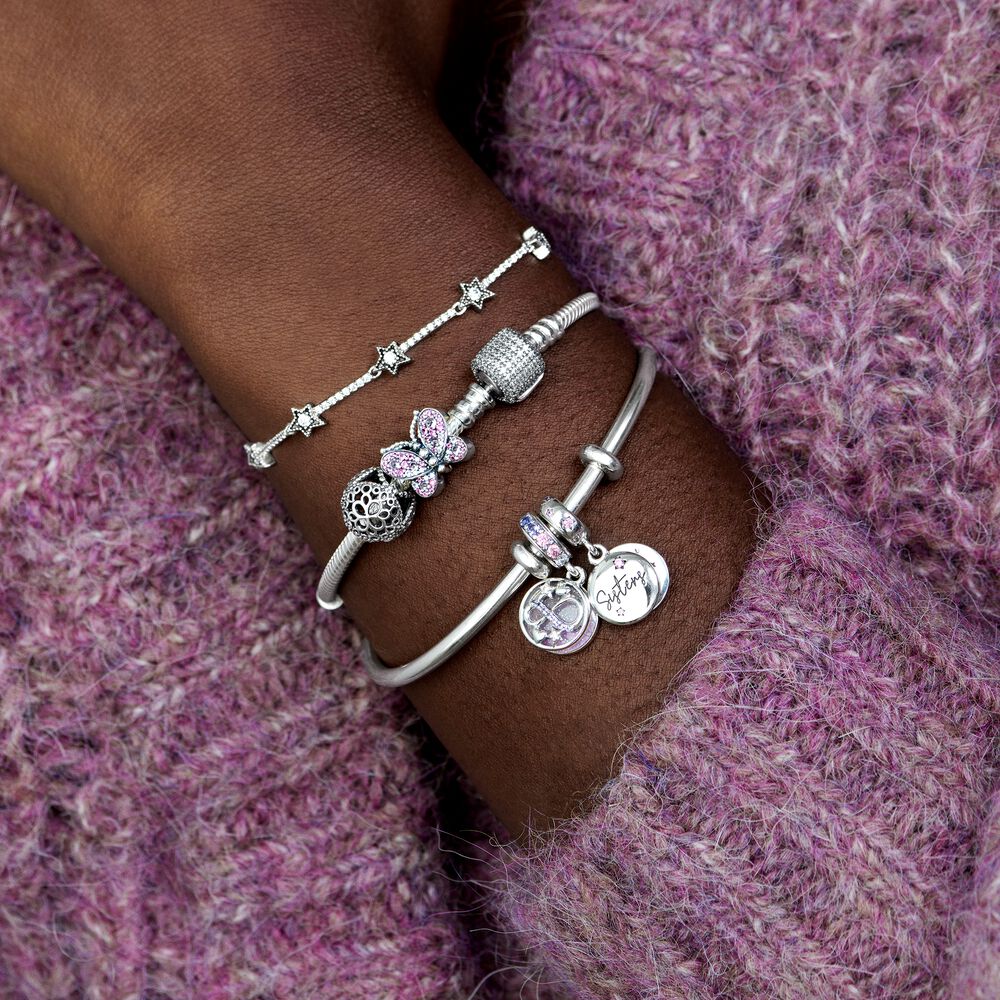 Pandora Hangende Bedel met Tekst Forever Sisters zilver - 798012FPC