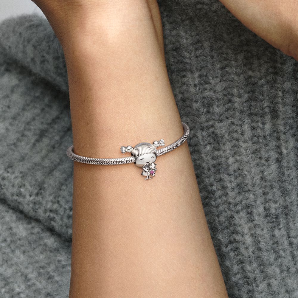 Pandora Little Girl Bedel zilver roze - 798016EN160