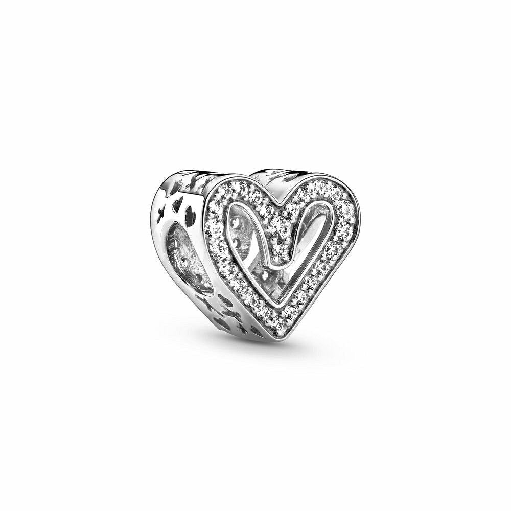 Pandora Sprankelende Vrije Hand Hart Bedel zilver - 798692C01