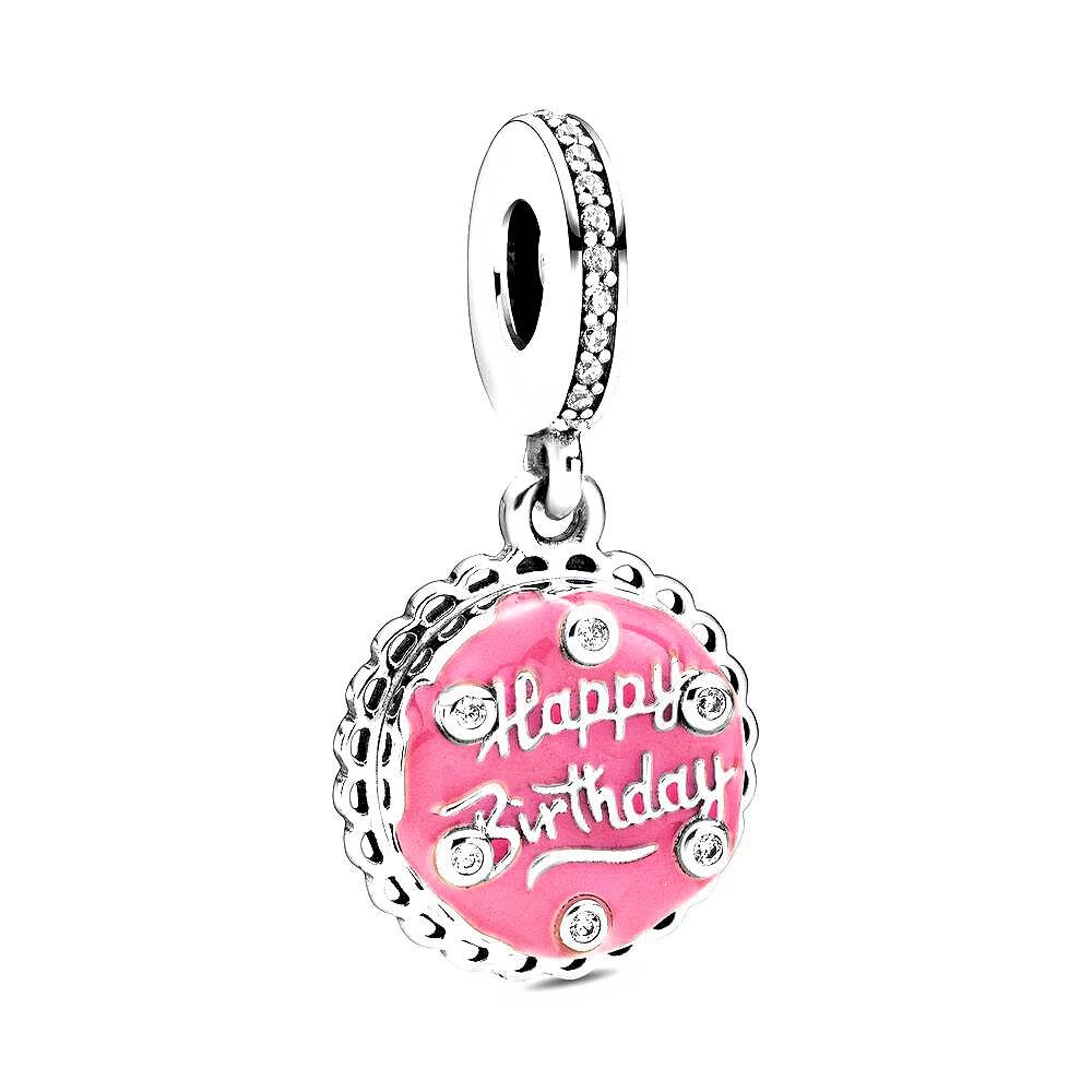 Pandora Pink Birthday Cake Hangende Bedel zilver - 798888C01