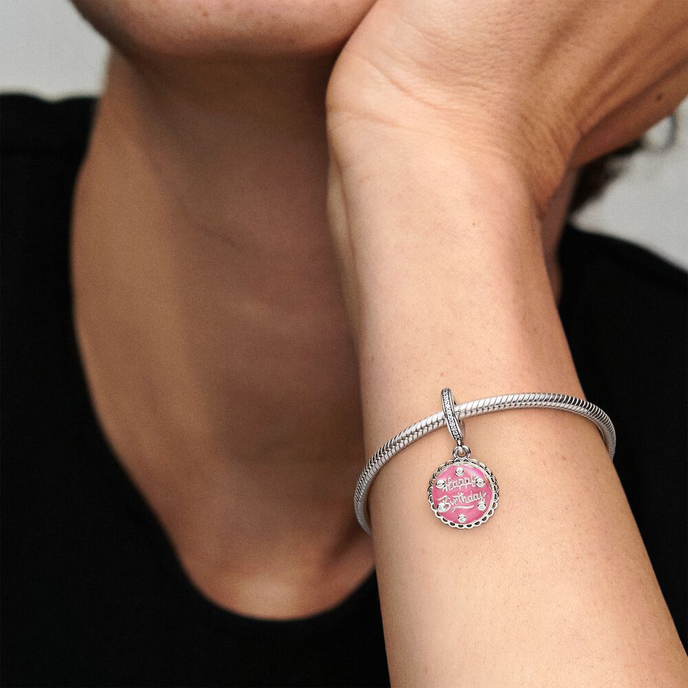 Pandora Pink Birthday Cake Hangende Bedel zilver - 798888C01
