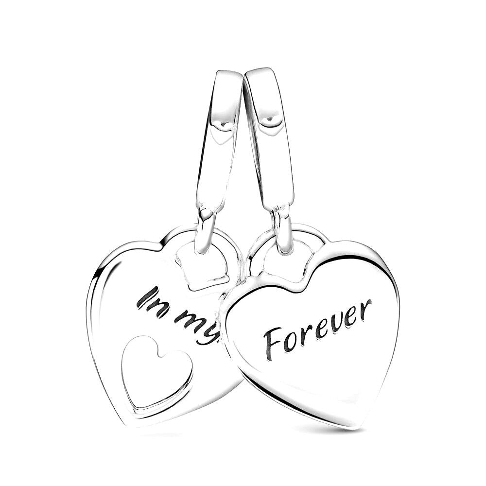 Pandora Double Heart Split Dangle Charm zilver - 799187C01