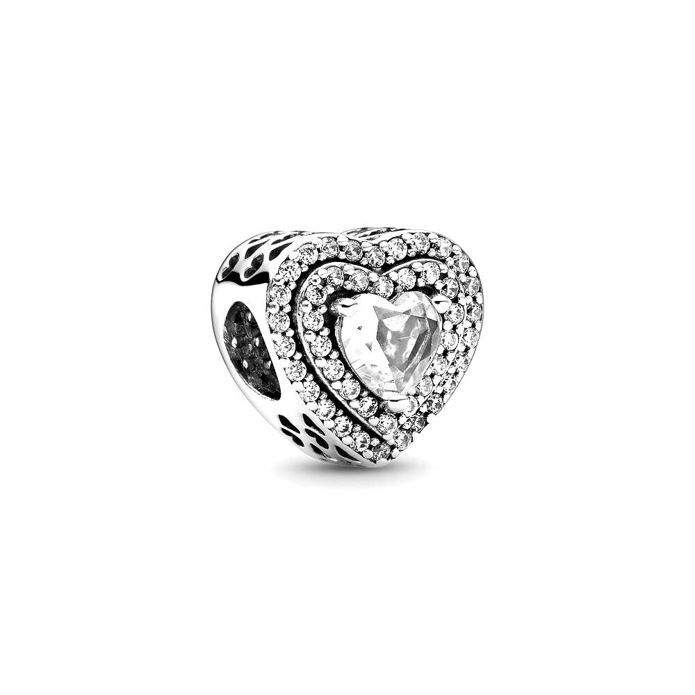 Pandora Sparkling Levelled Hearts Charm zilver - 799218C01