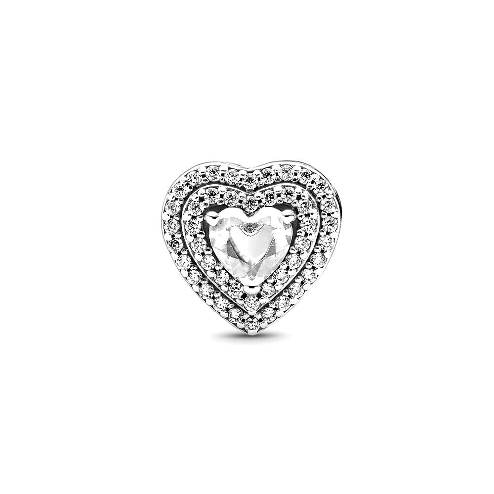 Pandora Sparkling Levelled Hearts Charm zilver - 799218C01