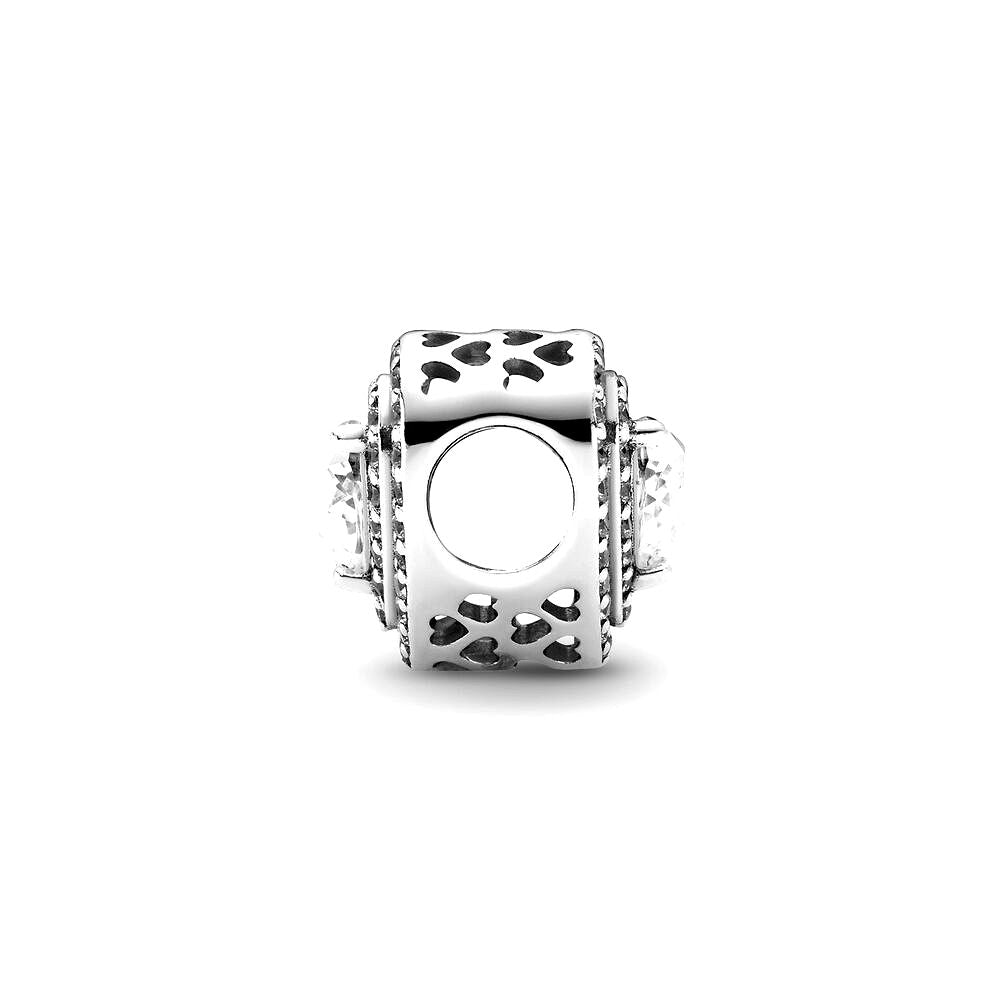 Pandora Sparkling Levelled Hearts Charm zilver - 799218C01