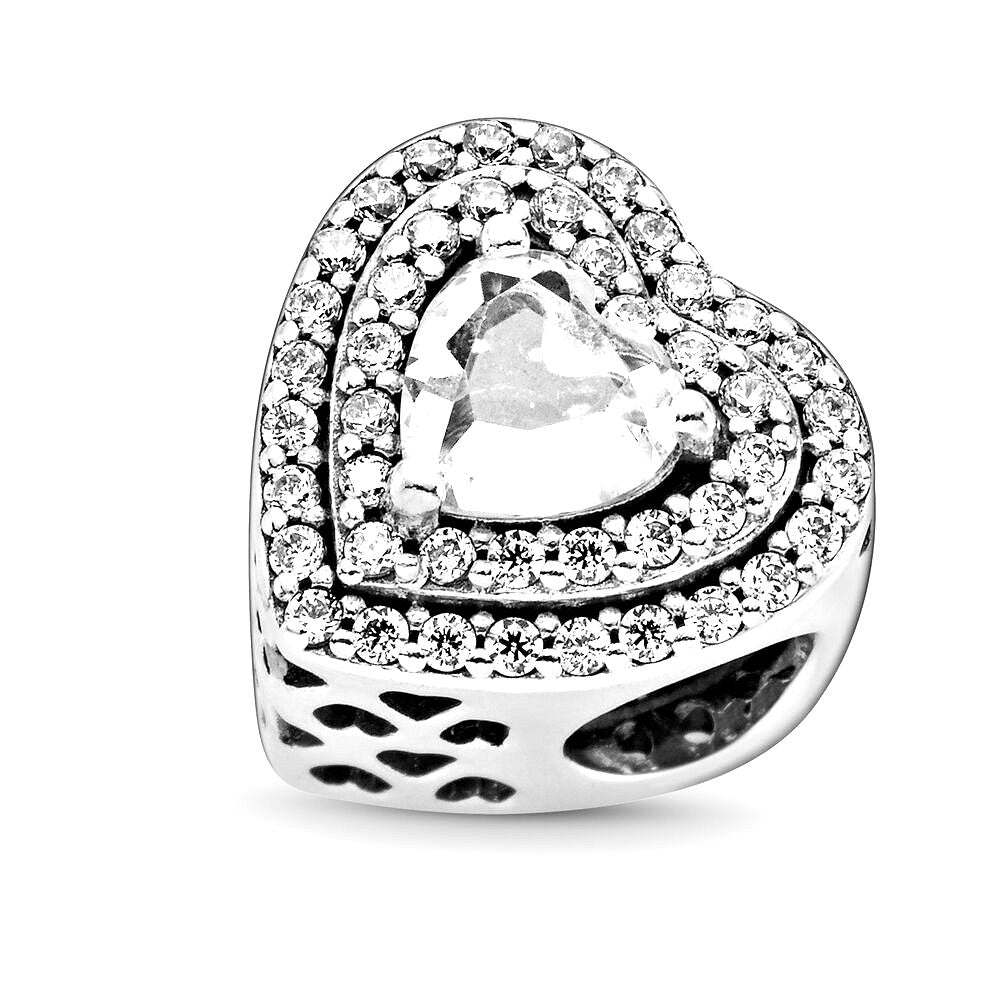Pandora Sparkling Levelled Hearts Charm zilver - 799218C01