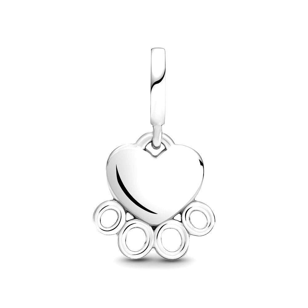 Pandora Hearts & Paw Print Dangle Charm zilver - 799360C00