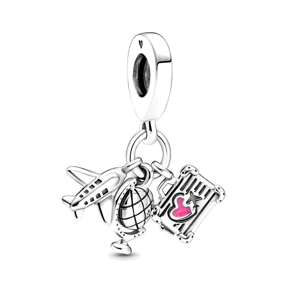 Pandora Vliegtuig, Wereldbol & Koffer Hangende Bedel zilver - 799435C01