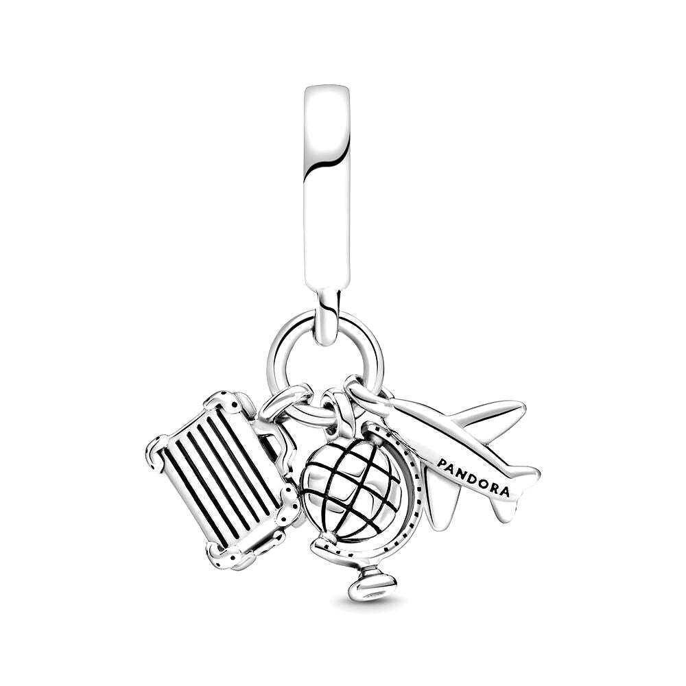 Pandora Vliegtuig, Wereldbol & Koffer Hangende Bedel zilver - 799435C01