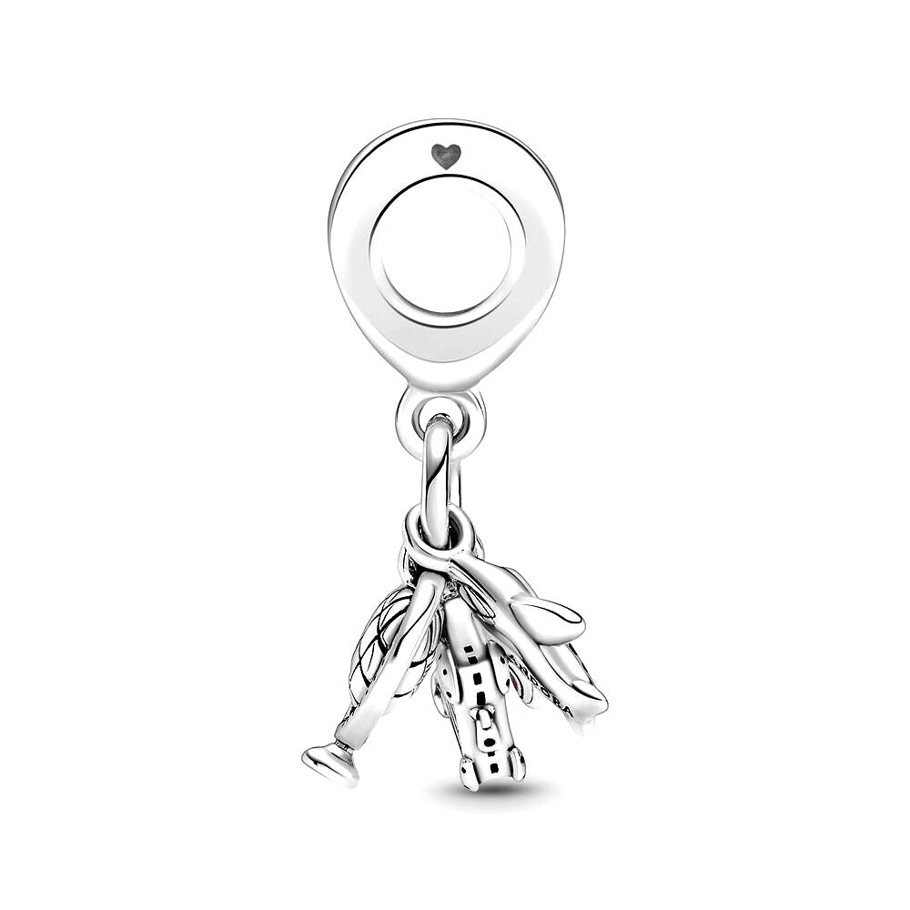 Pandora Vliegtuig, Wereldbol & Koffer Hangende Bedel zilver - 799435C01