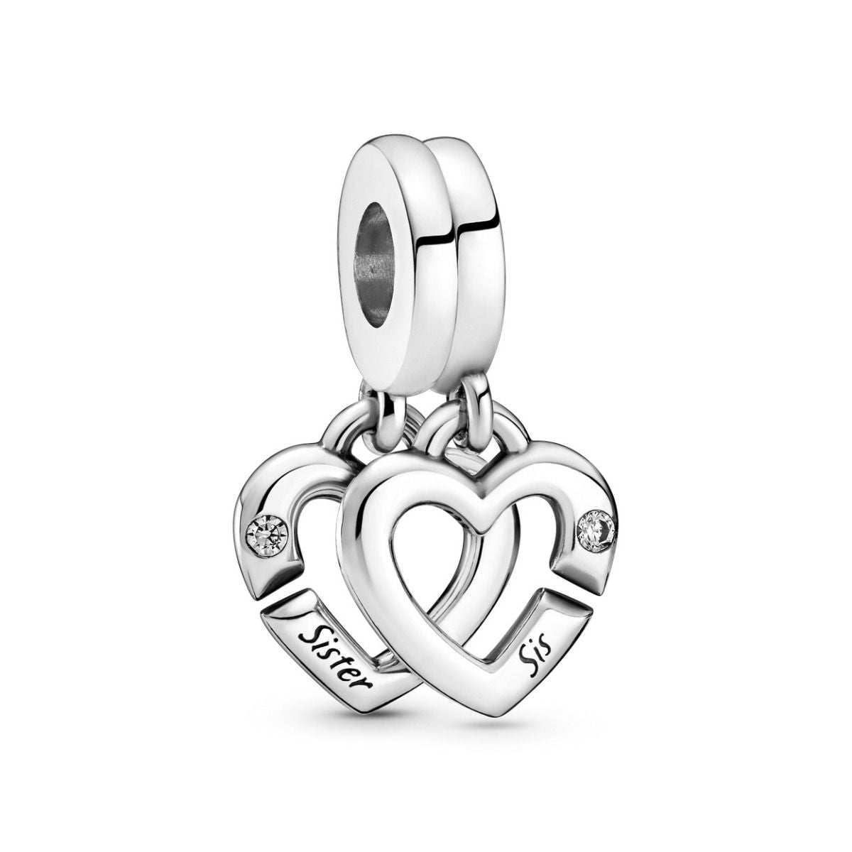 Pandora Verstrengelde Zussenharten Deelbare Hangende Bedel zilver - 799538C01