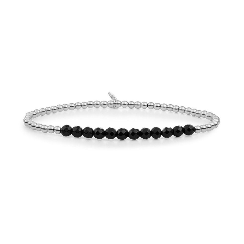 Sparkling Jewels Armband Onyx SB-GEM07-3MM-LINE Zilverkleurig