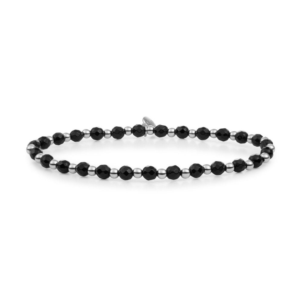 Sparkling Jewels Armband Onyx SB-GEM07-3MM-MIX Zilverkleurig