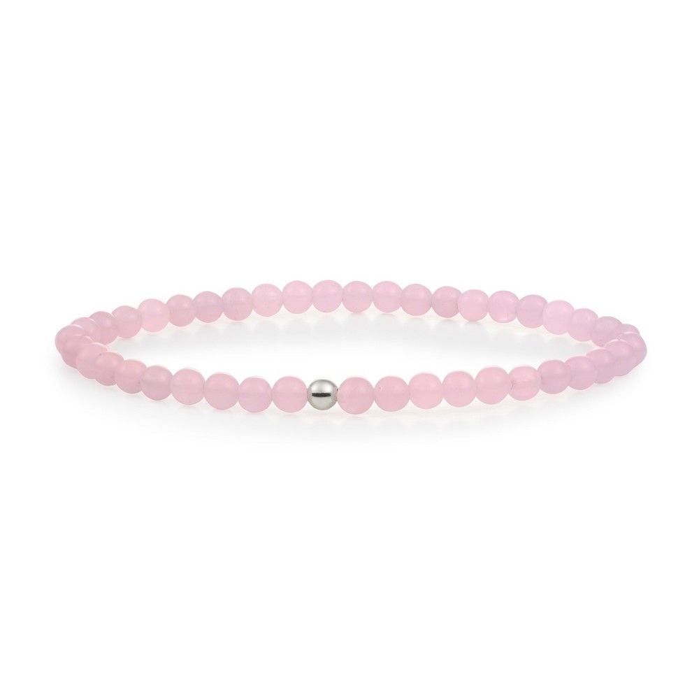Sparkling Jewels Armband Rozenkwarts SB-GEM13-ADD-4MM Zilverkleurig