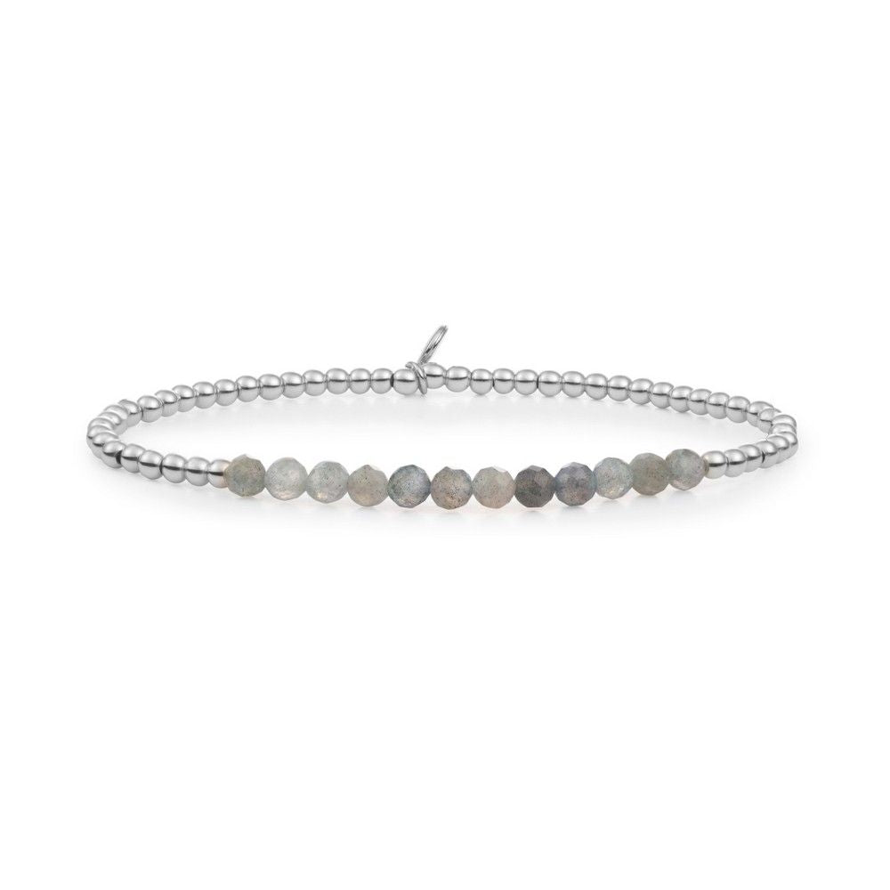 Sparkling Jewels Armband Labradoriet Universe 3mm SB-GEM18-3MM-LINE Zilverkleurig