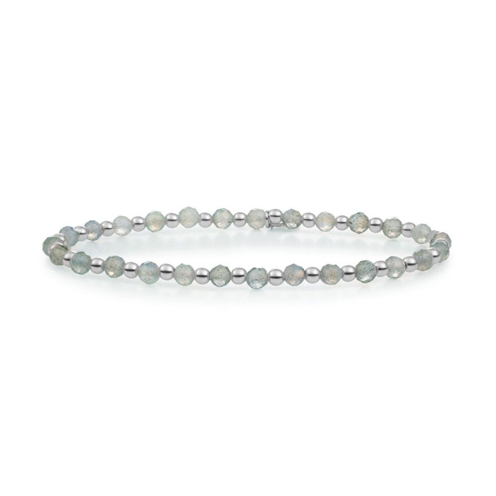 Sparkling Jewels Armband Labradoriet SB-GEM18-3MM-MIX Zilverkleurig