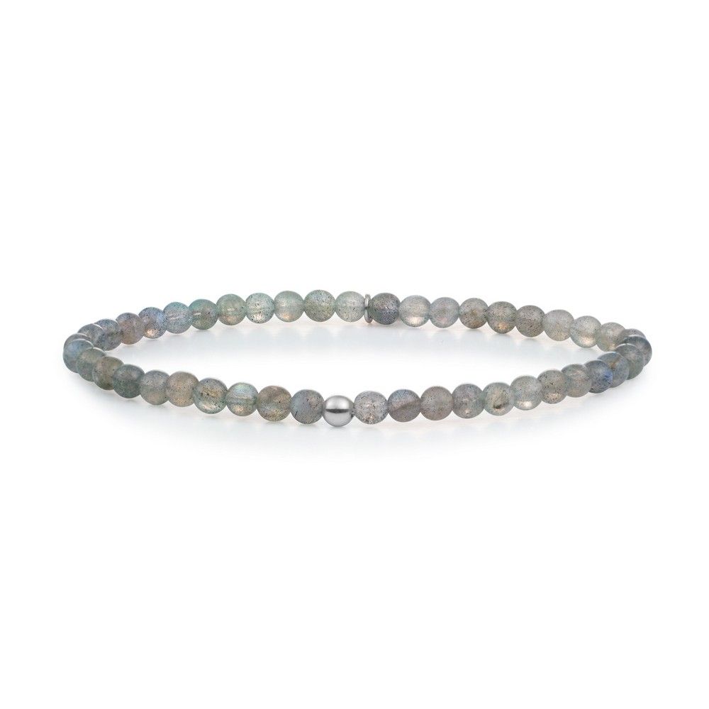 Sparkling Jewels Armband Labradoriet SB-GEM18-ADD-4MM Zilverkleurig