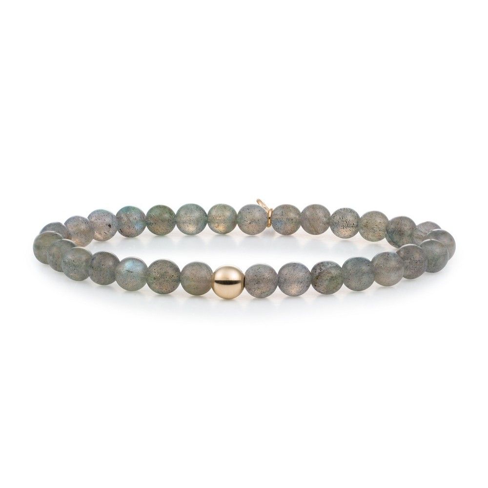 Sparkling Jewels Armband Labradoriet SBG-GEM18-ADD-6MM Goudkleurig